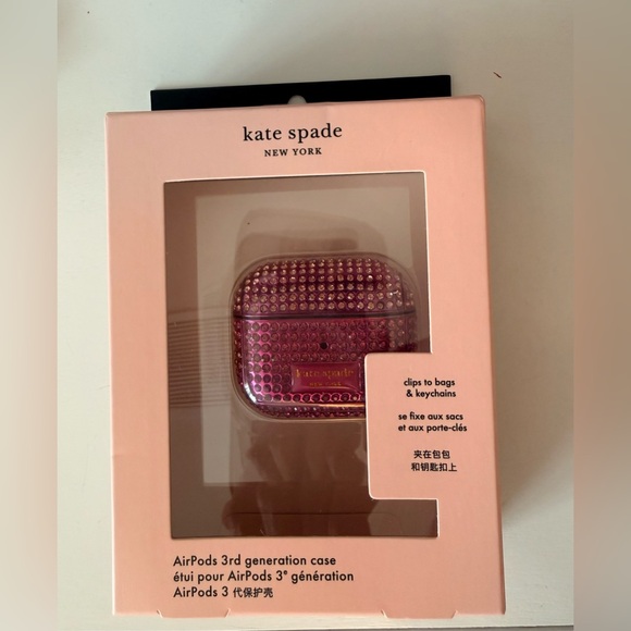 Kate Spade Pink Crystal AirPods Case. - Picture 3 of 3